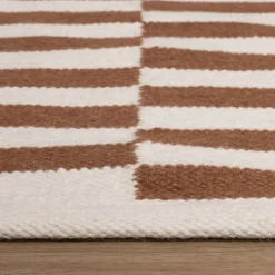 Baumwollteppich - Dazzle Blocks Braun Weiß