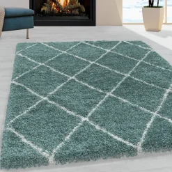 Berberteppich - Agadir Lines Blau Creme