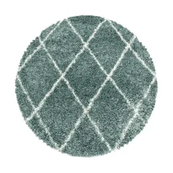 Berberteppich Rund - Agadir Lines Blau Creme
