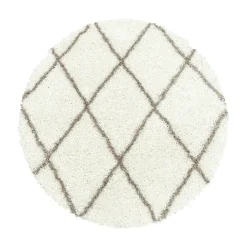 Berberteppich Rund - Agadir Lines Creme Beige