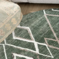 Berberteppich Rund - Blend Diamond Grün