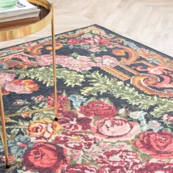 Blumen Teppich - Estate Rosen Kelim Grün