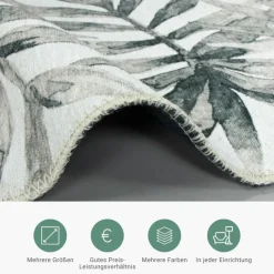 Boho Teppich - Palmier Blätter Grau