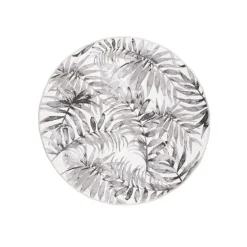 Boho Teppich Rund - Palmier Blätter Grau