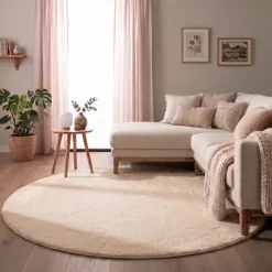 Flauschiger Teppich Rund - Cozy Beige