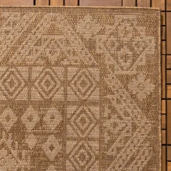 Garten Teppich Jute - Mavi Medaillon Creme Braun