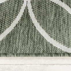Geometrischer Outdoor Teppich - Faro Ripple GrünWeiß
