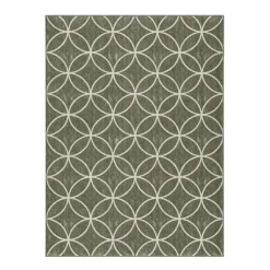 Geometrischer Outdoor Teppich - Faro Ripple GrünWeiß