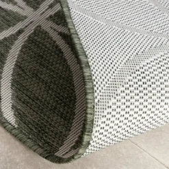 Geometrischer Outdoor Teppich - Faro Ripple GrünWeiß