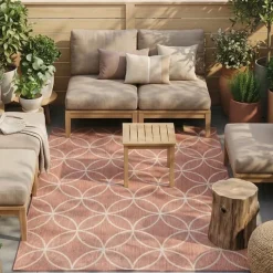 Geometrischer Outdoor Teppich - Faro Ripple Rosa