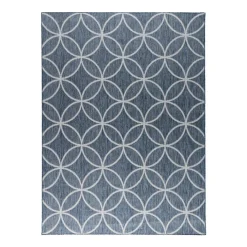 Geometrischer Outdoor Teppich - Faro Ripple Blau