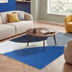 Geometrischer Teppich - Swing Circles Blau