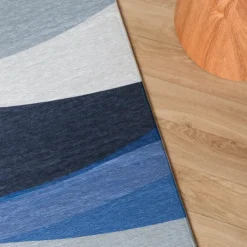 Geometrischer Teppich - Swing Waves Blau