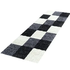 Hochflor Läufer - Cube Schwarz- 80x250cm