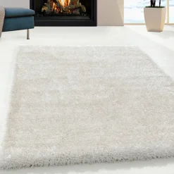 Hochflor Teppich - Blushy Creme Weiß
