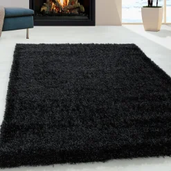 Hochflor Teppich - Blushy Schwarz Meliert