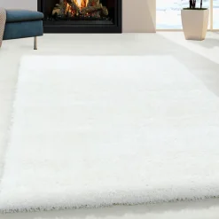 Hochflor Teppich - Blushy Weiß