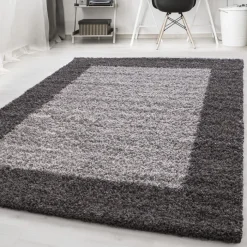 Hochflor Teppich - Edge Grau