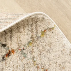Hochflor Teppich Rund - Blend Lines Creme Bunt