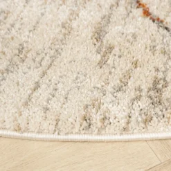Hochflor Teppich Rund - Blend Lines Creme Bunt