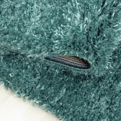 Hochflor Teppich Rund - Blushy Türkis