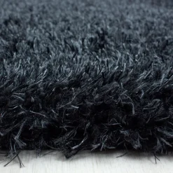 Hochflor Teppich Rund - Blushy Schwarz Meliert