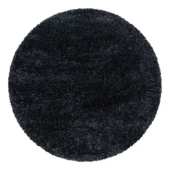 Hochflor Teppich Rund - Blushy Schwarz Meliert
