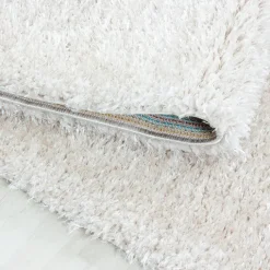 Hochflor Teppich Rund - Blushy Creme Weiß