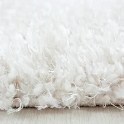 Hochflor Teppich Rund - Blushy Creme Weiß