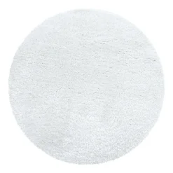 Hochflor Teppich Rund - Blushy Weiß