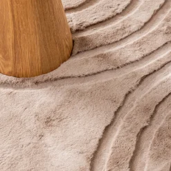 Hochflor Teppich Rund - Carvy Arches Taupe
