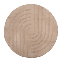 Hochflor Teppich Rund - Carvy Curves Taupe