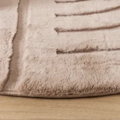 Hochflor Teppich Rund - Carvy Curves Taupe