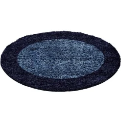 Hochflor Teppich Rund - Edge Blau