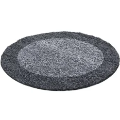 Hochflor Teppich Rund - Edge Grau