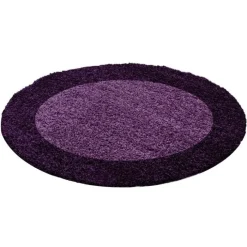 Hochflor Teppich Rund - Edge Lila
