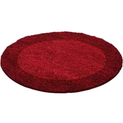 Hochflor Teppich Rund - Edge Rot