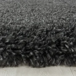 Hochflor Teppich Rund - Fuzzy Dunkelgrau