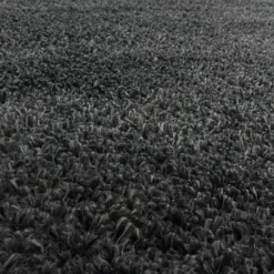 Hochflor Teppich Rund - Fuzzy Dunkelgrau