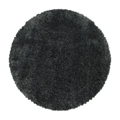 Hochflor Teppich Rund - Fuzzy Dunkelgrau