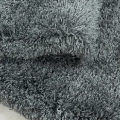 Hochflor Teppich Rund - Fuzzy Grau
