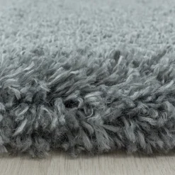 Hochflor Teppich Rund - Fuzzy Grau