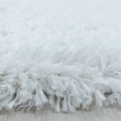 Hochflor Teppich Rund - Fuzzy Weiß