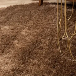 Hochflor Teppich Rund - Glorious Taupe