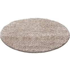 Hochflor Teppich Rund - Life Beige