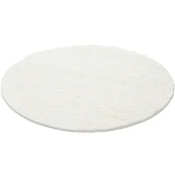 Hochflor Teppich Rund - Life Creme Weiß