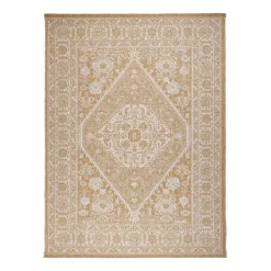 In- & Outdoor Jute Teppich - Daisy Medaillon Weiß