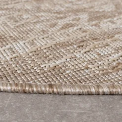 In- & Outdoor Jute Teppich Rund - Atlas Aztec Braun Creme