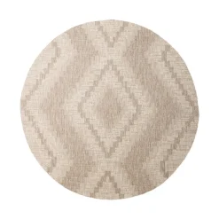 In- & Outdoor Jute Teppich Rund - Atlas Diamond Braun Creme