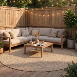 In- & Outdoor Jute Teppich Rund - Bali Beige